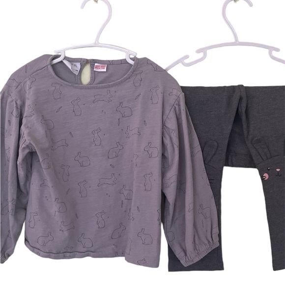 EUC Zara & H&M Easter Outfit Set Shirt Pants Bunny - Picture 1 of 3